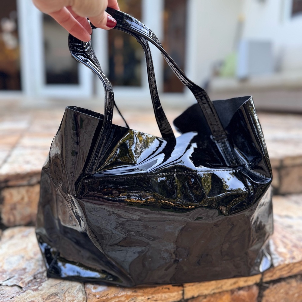Kurt Geiger Black Patent Leather Violet Tote